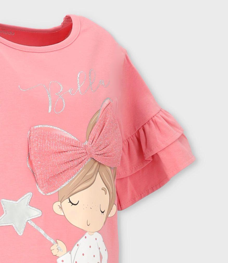 Conjunto niña con estampado y puntos coral Limonada-2