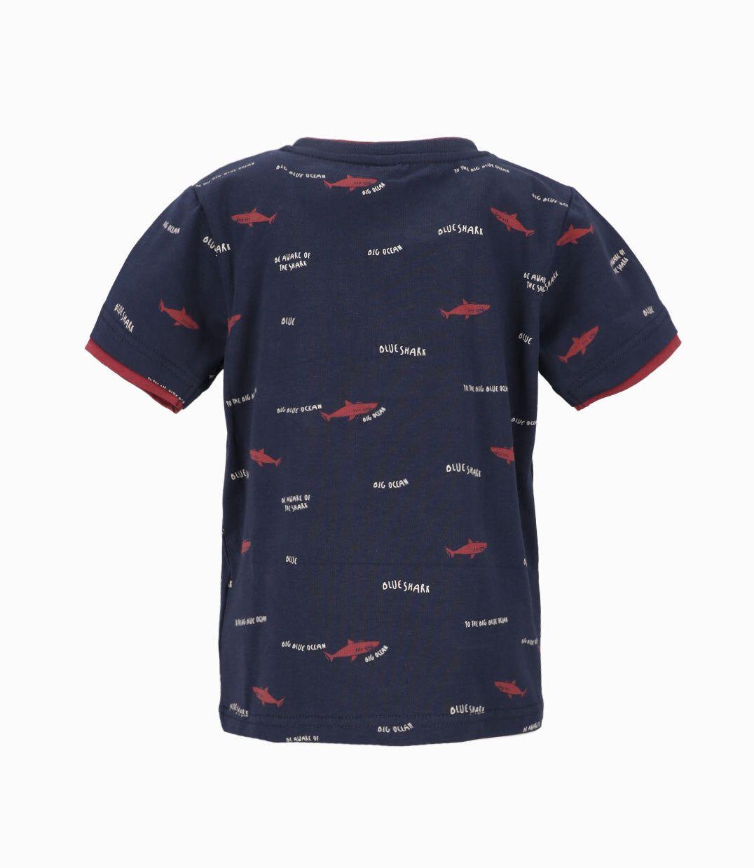Polera manga corta bebé con tiburones azul  Black and Blue-2