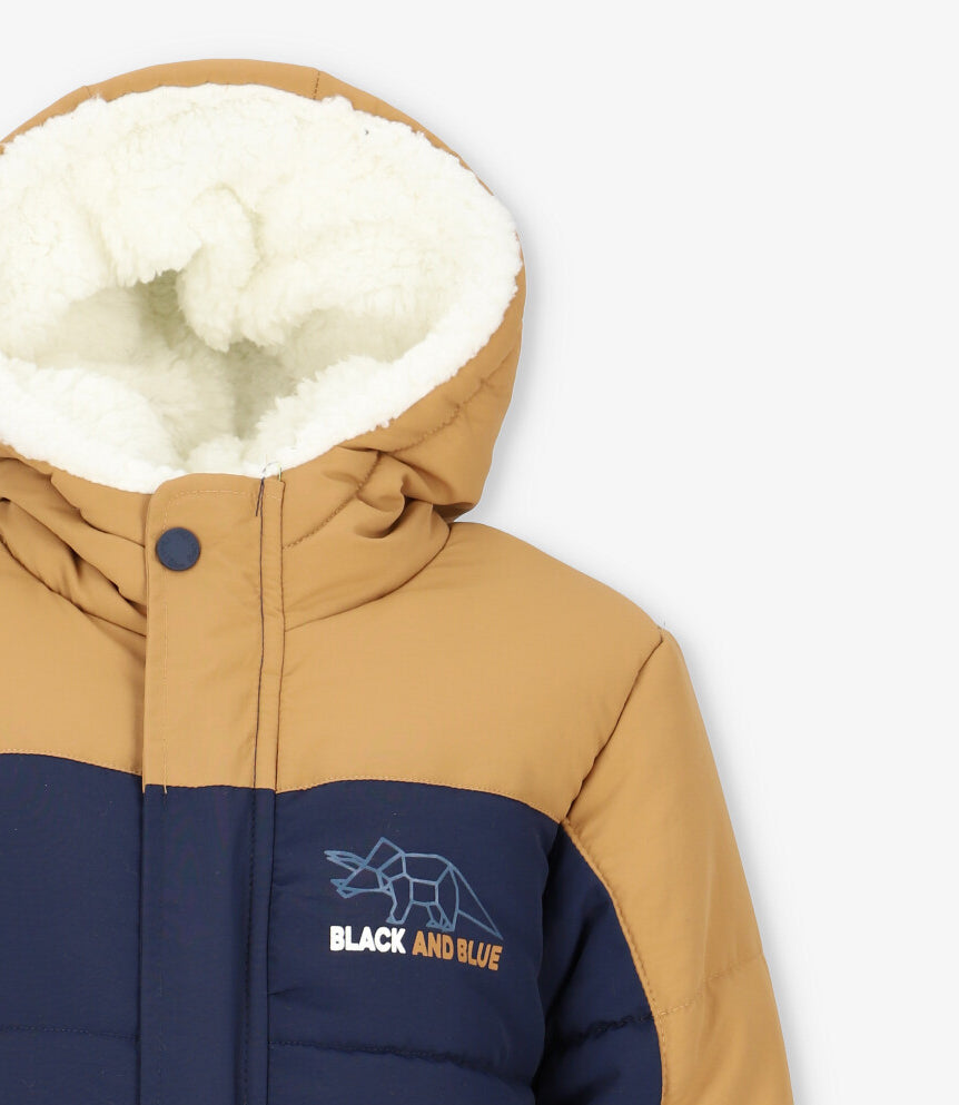 Parka niño repelente al agua camel Black and blue-3