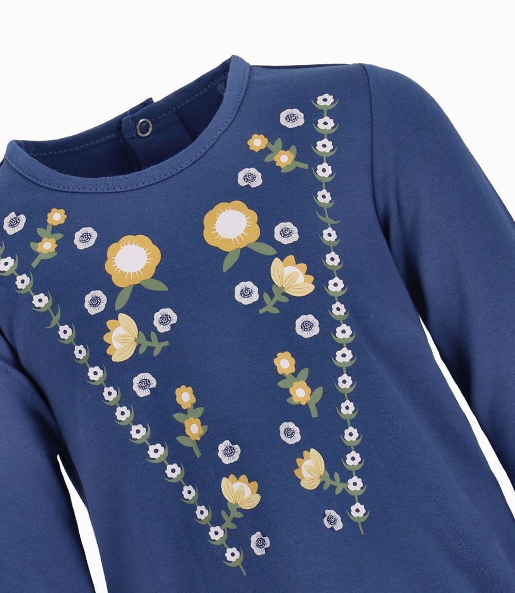 Polera Con Flores Amarillas Bebé Niña Azul Marino Limonada-1