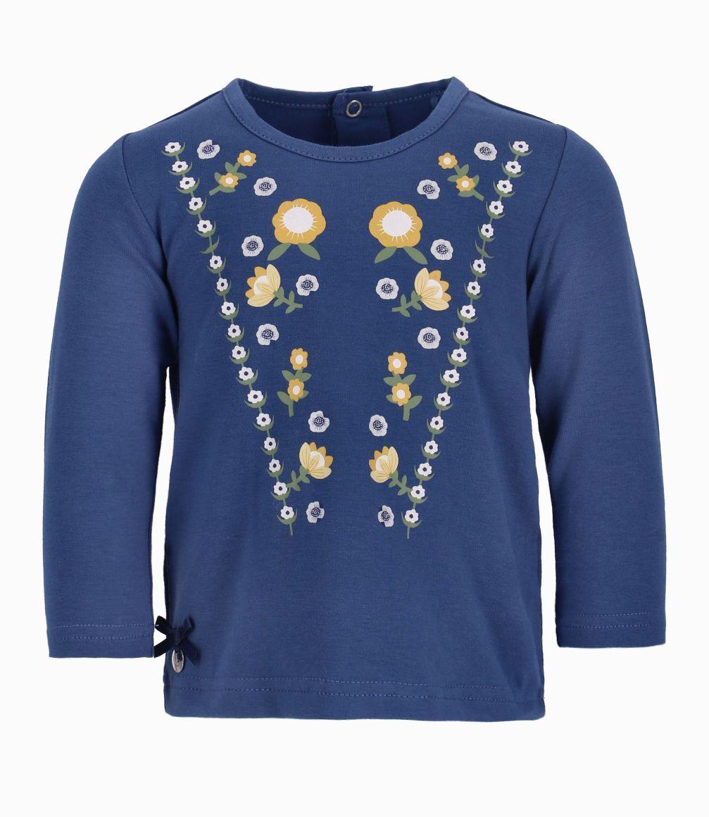 Polera Con Flores Amarillas Bebé Niña Azul Marino Limonada-0