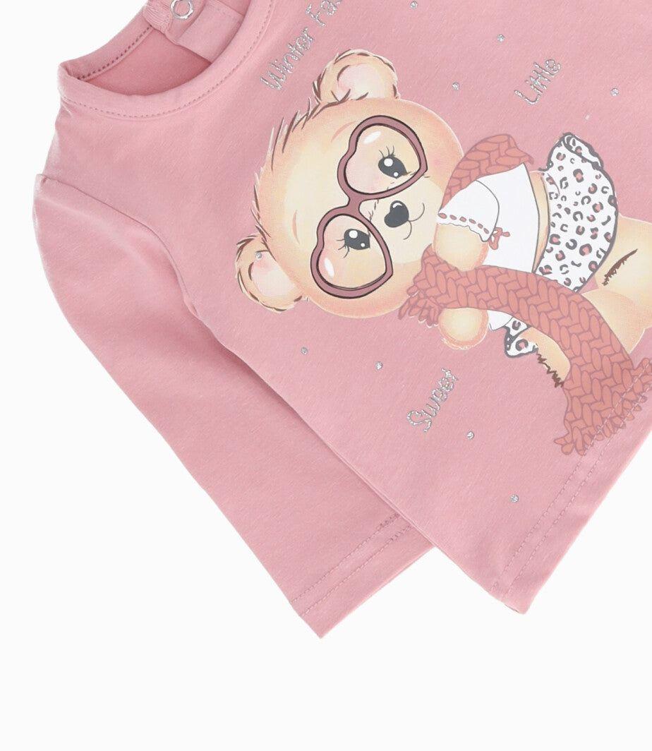 Polera bebés con osito palo rosa Limonada-2