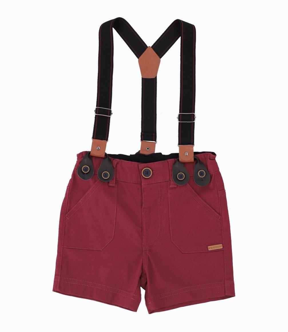 Bermuda Bebé Con Suspensores y Bolsillo Black and Blue Burdeo-0