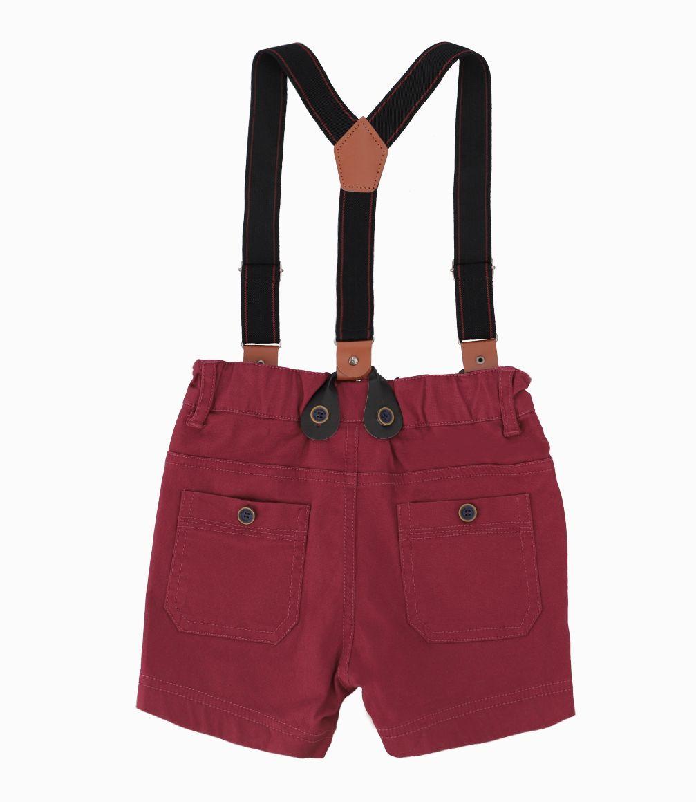 Bermuda Bebé Con Suspensores y Bolsillo Black and Blue Burdeo-2
