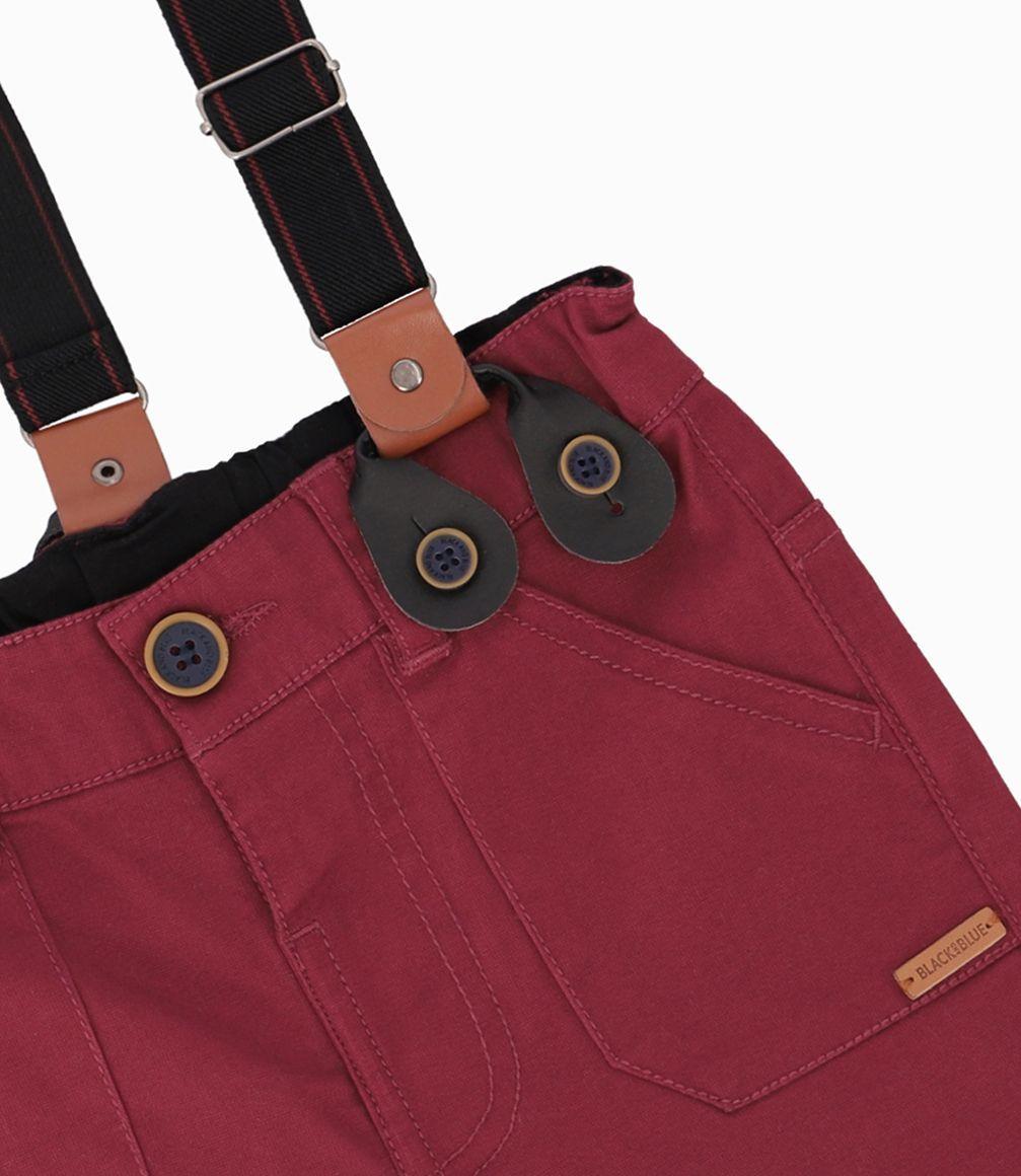 Bermuda Bebé Con Suspensores y Bolsillo Black and Blue Burdeo-1