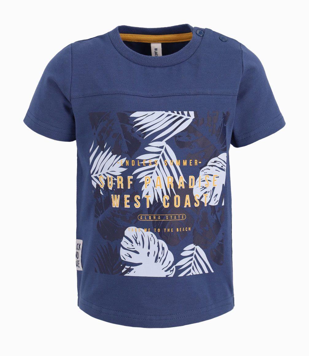 Polera Estampada Bebé Niño Azul Piedra Black and Blue-0