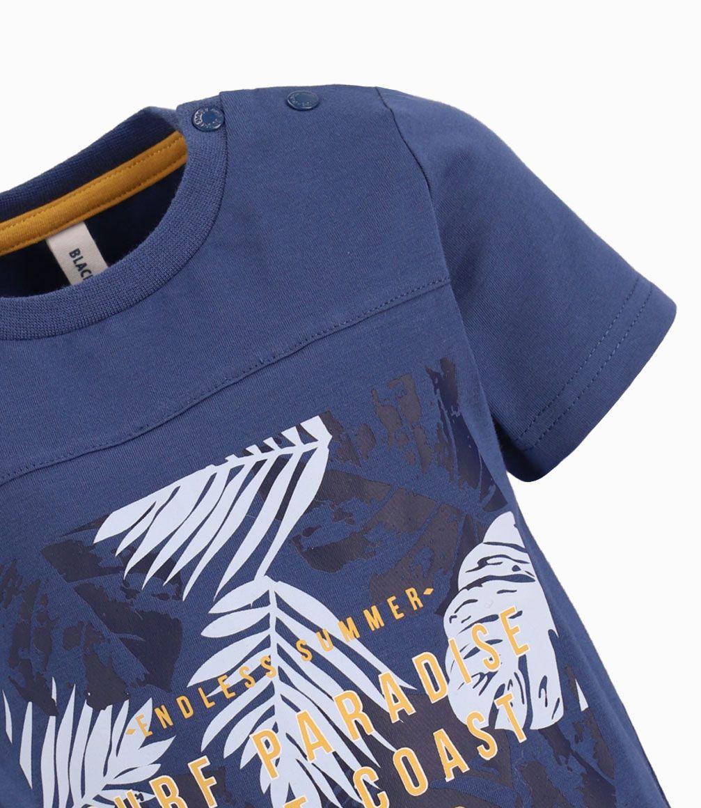 Polera Estampada Bebé Niño Azul Piedra Black and Blue-1