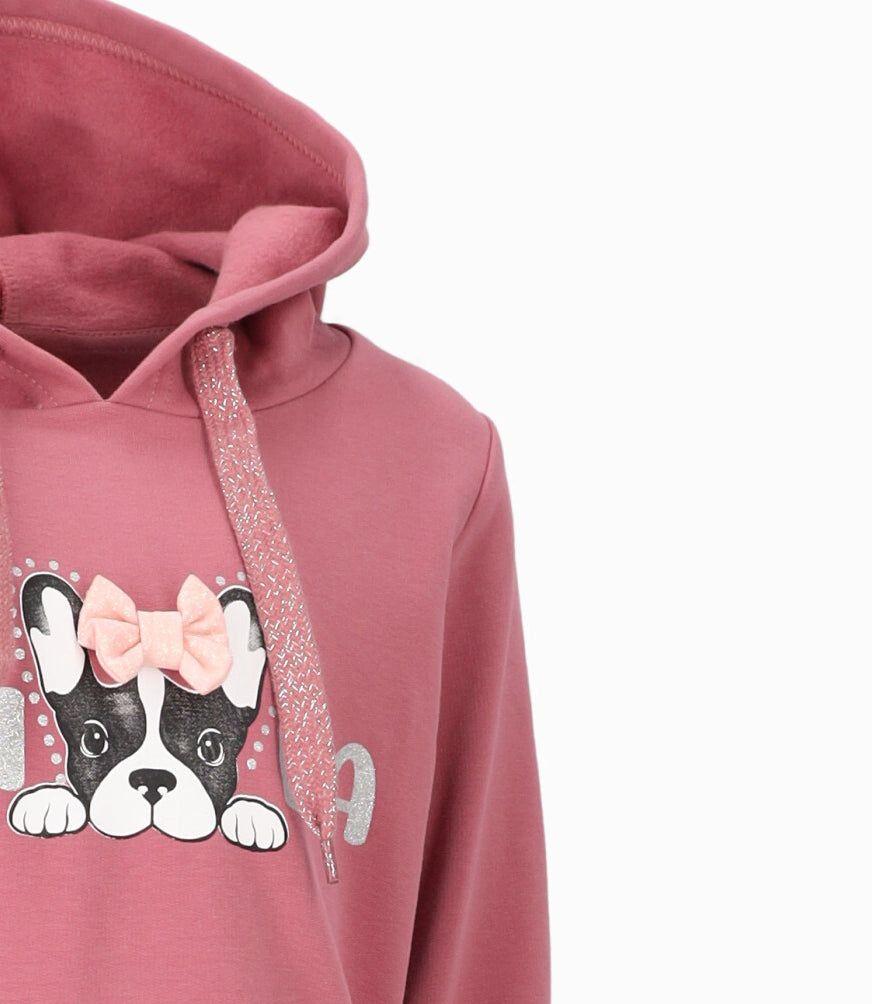 Polerón niña con perrito coral Limonada-2