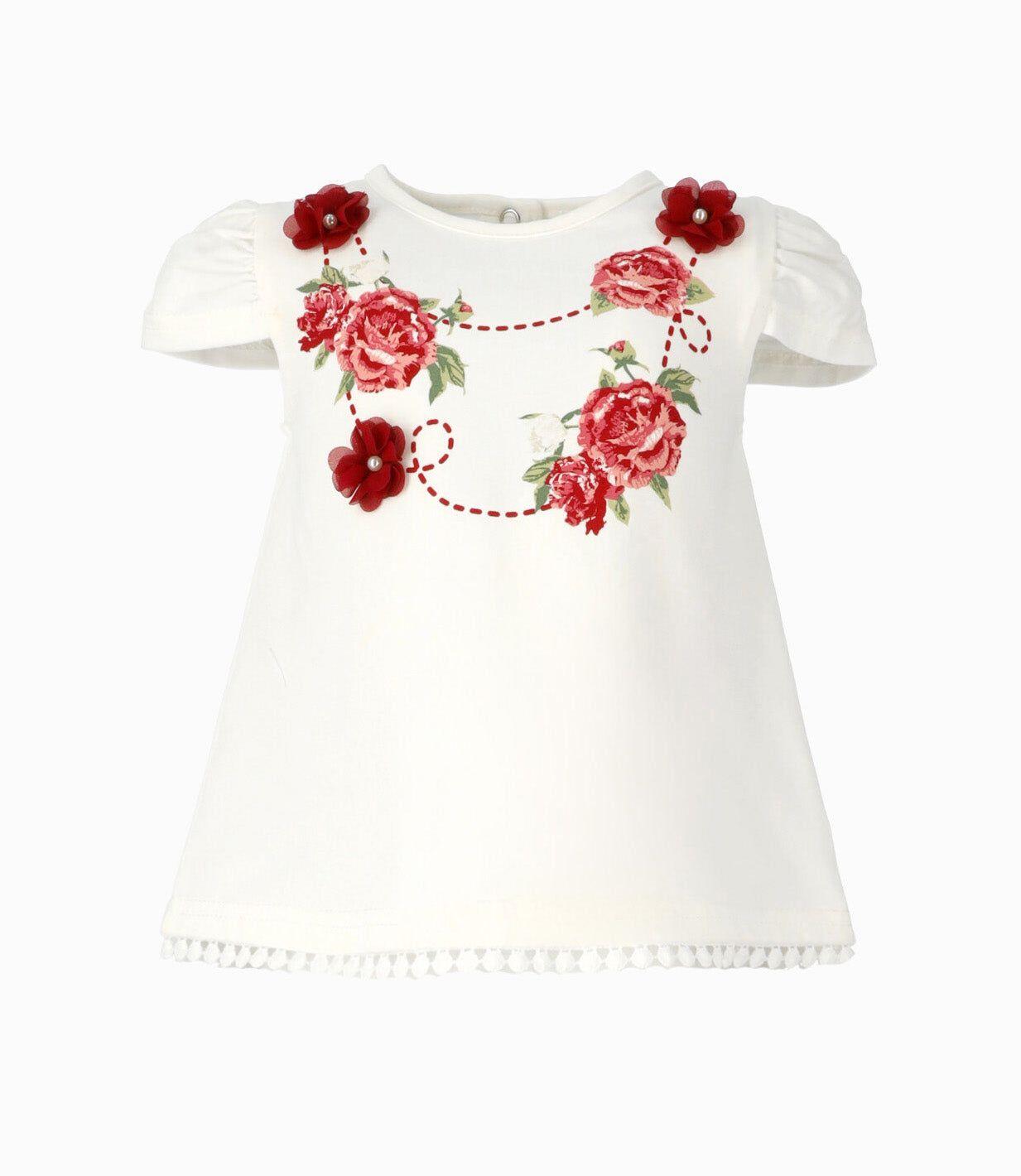 Polera manga corta bebé con flores rojo Limonada-0