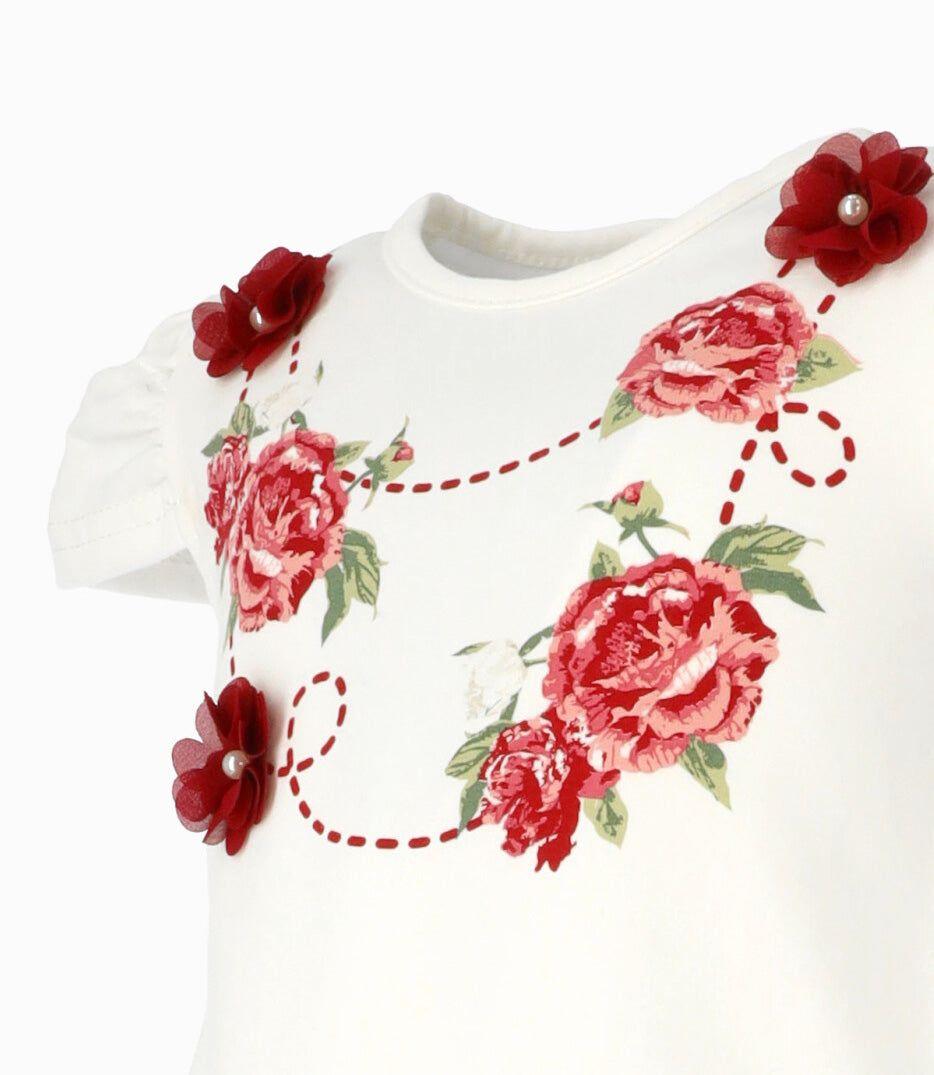 Polera manga corta bebé con flores rojo Limonada-2