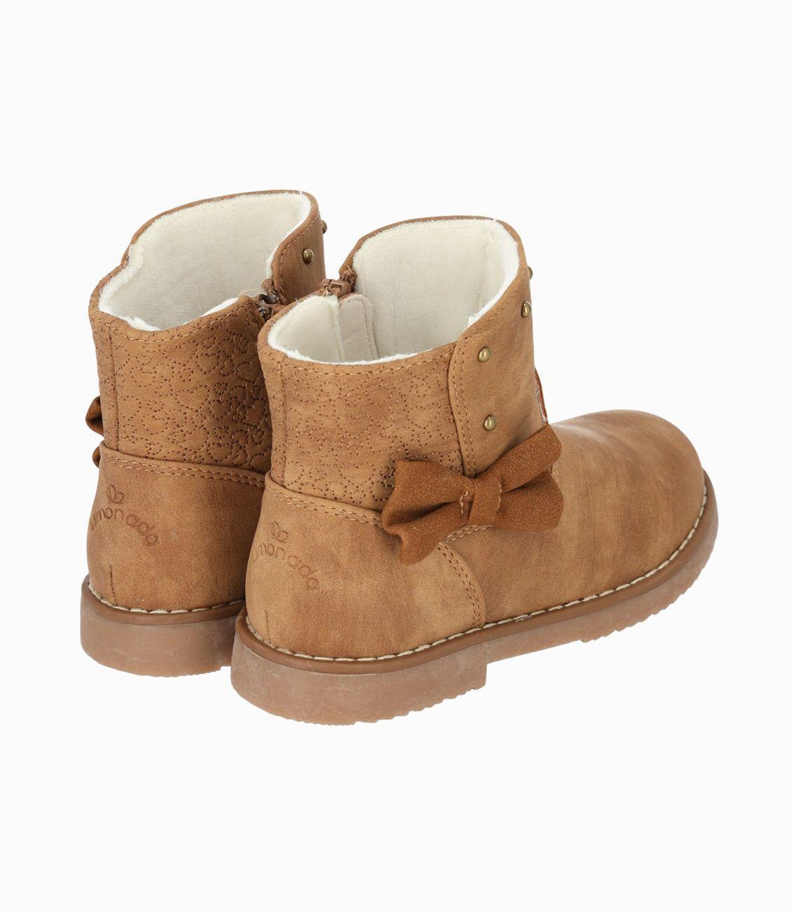 Botín niña con lazo café Limonada-2