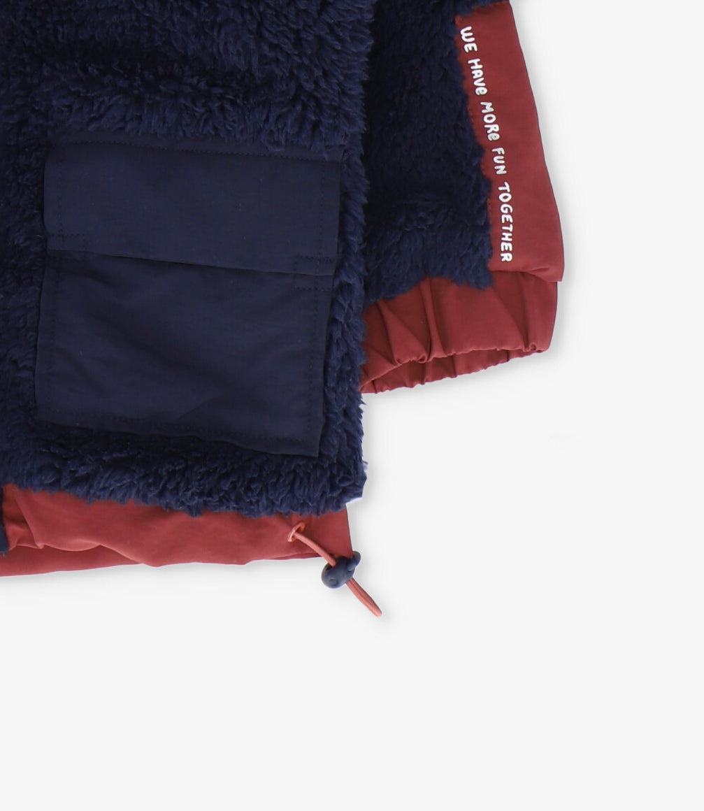 Chaqueta bebé sherpa azul marino Black and blue-2
