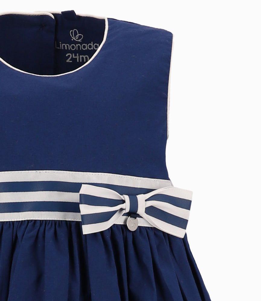 Vestido Bebé Con Lazo Azul Marino-2