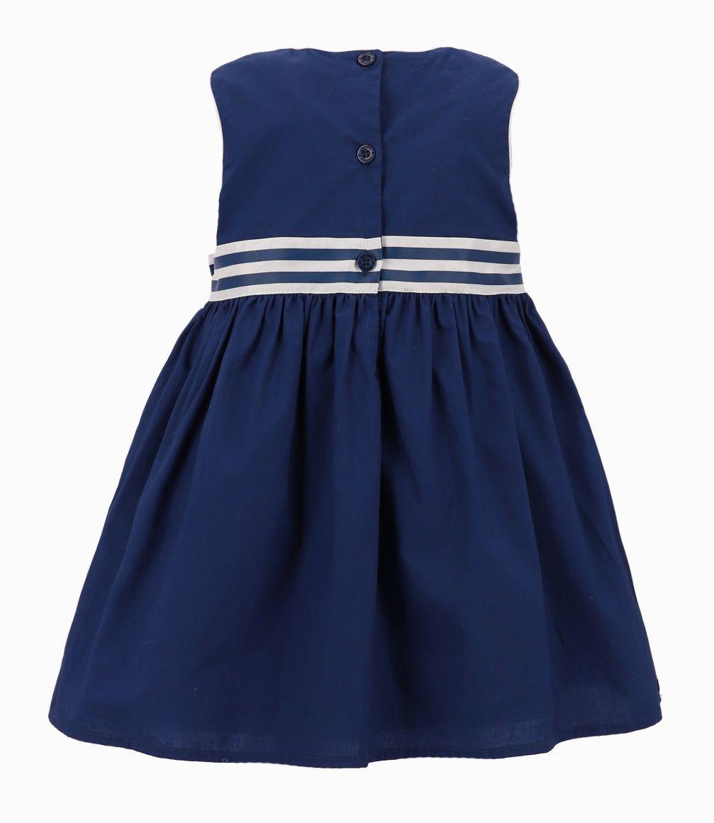 Vestido Bebé Con Lazo Azul Marino-3