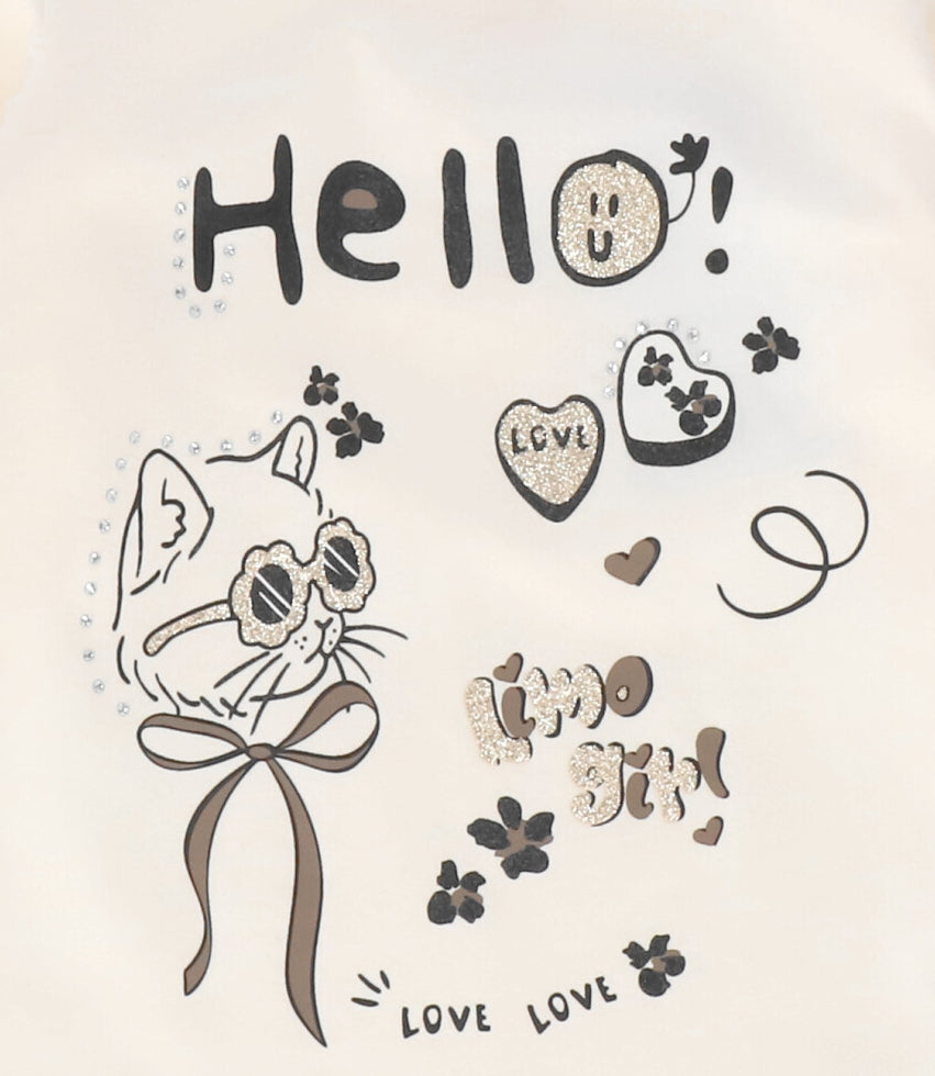 Polera manga larga bebé con gato crudo Limonada-2
