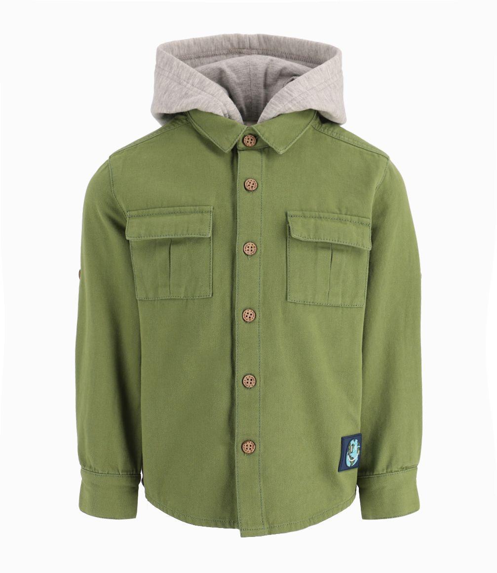 Camisa Niño Con Gorro 4 Kids Verde Militar-0