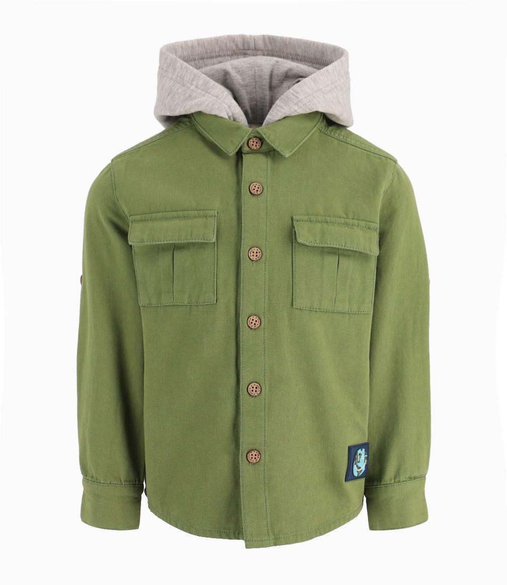 Camisa Niño Con Gorro 4 Kids Verde Militar-3