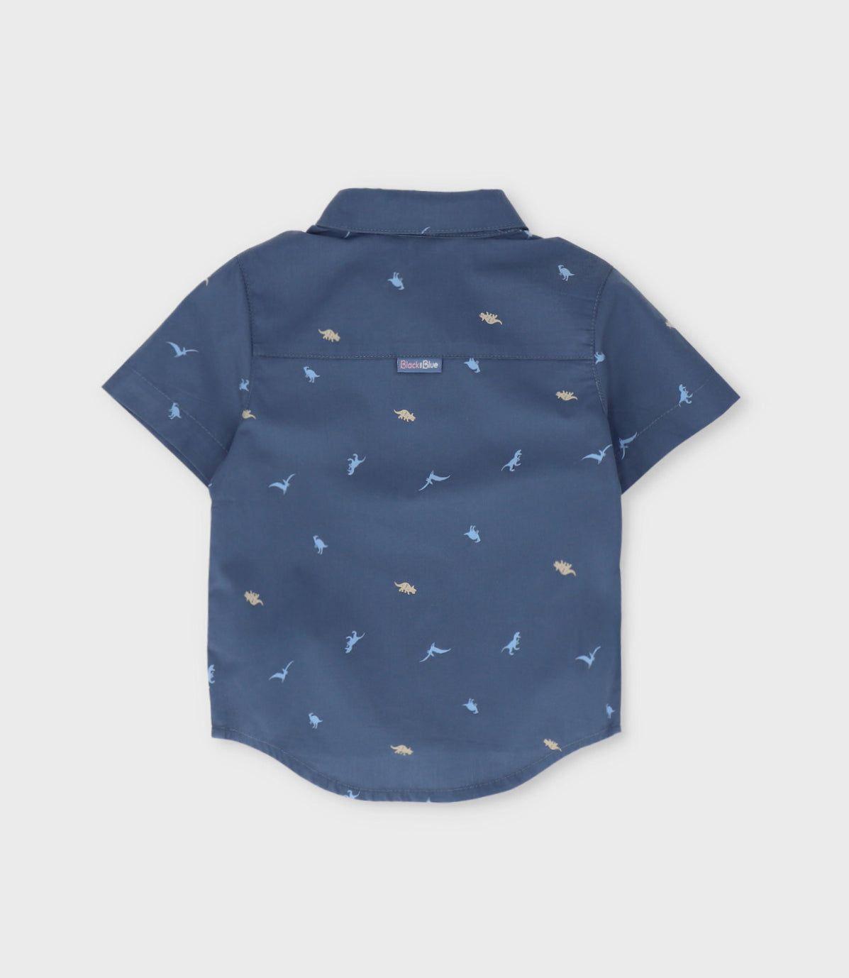 Camisa manga corta bebé con dinosaurios azul Black and Blue-1