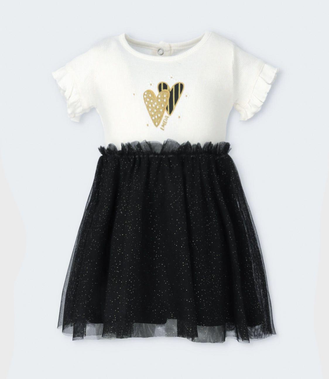 Vestido niña acanalado negro Limonada-1