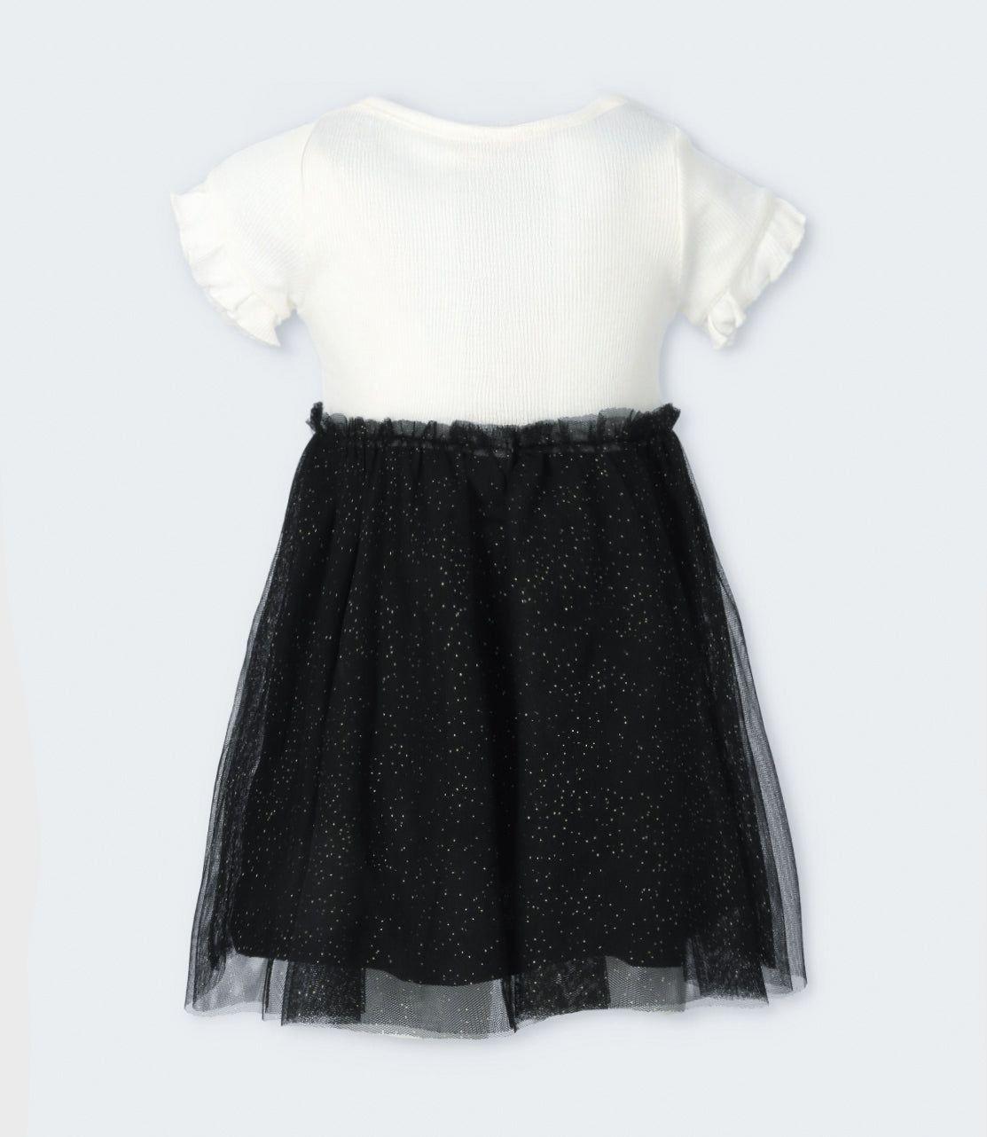 Vestido niña acanalado negro Limonada-2