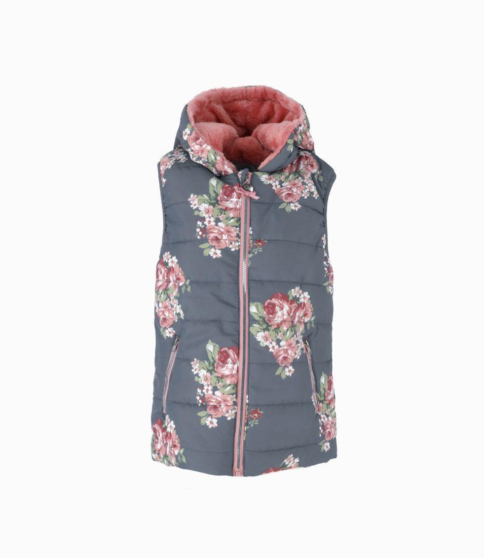Parka niña floreada sin mangas gris Limonada-0