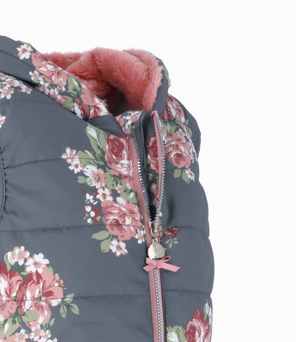 Parka niña floreada sin mangas gris Limonada-2