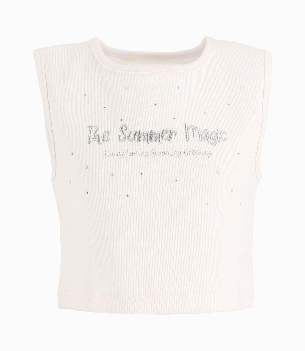 Polera Niña Sin Mangas Blanco-0