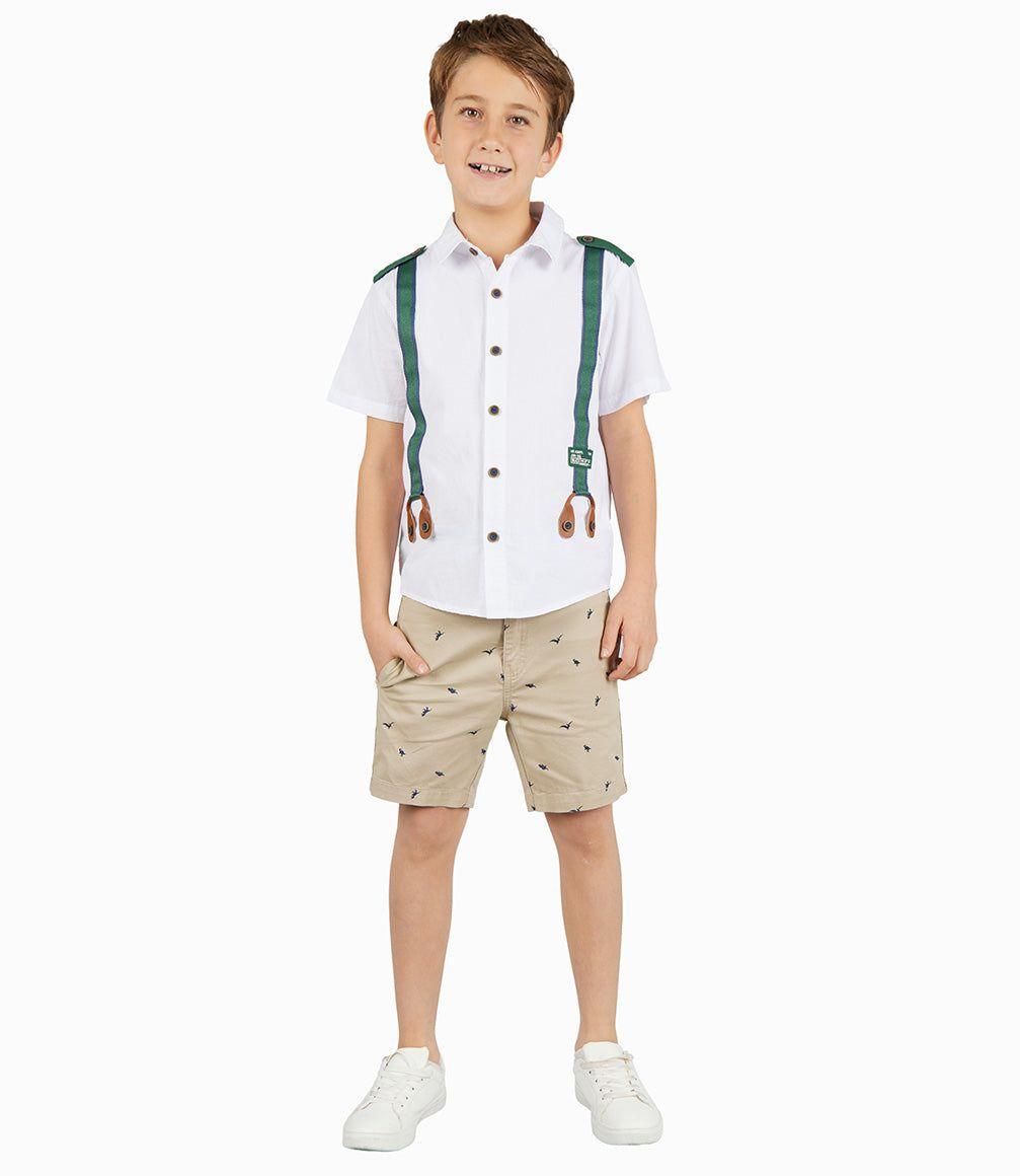 Bermuda Niño Con Suspensores Beige-0