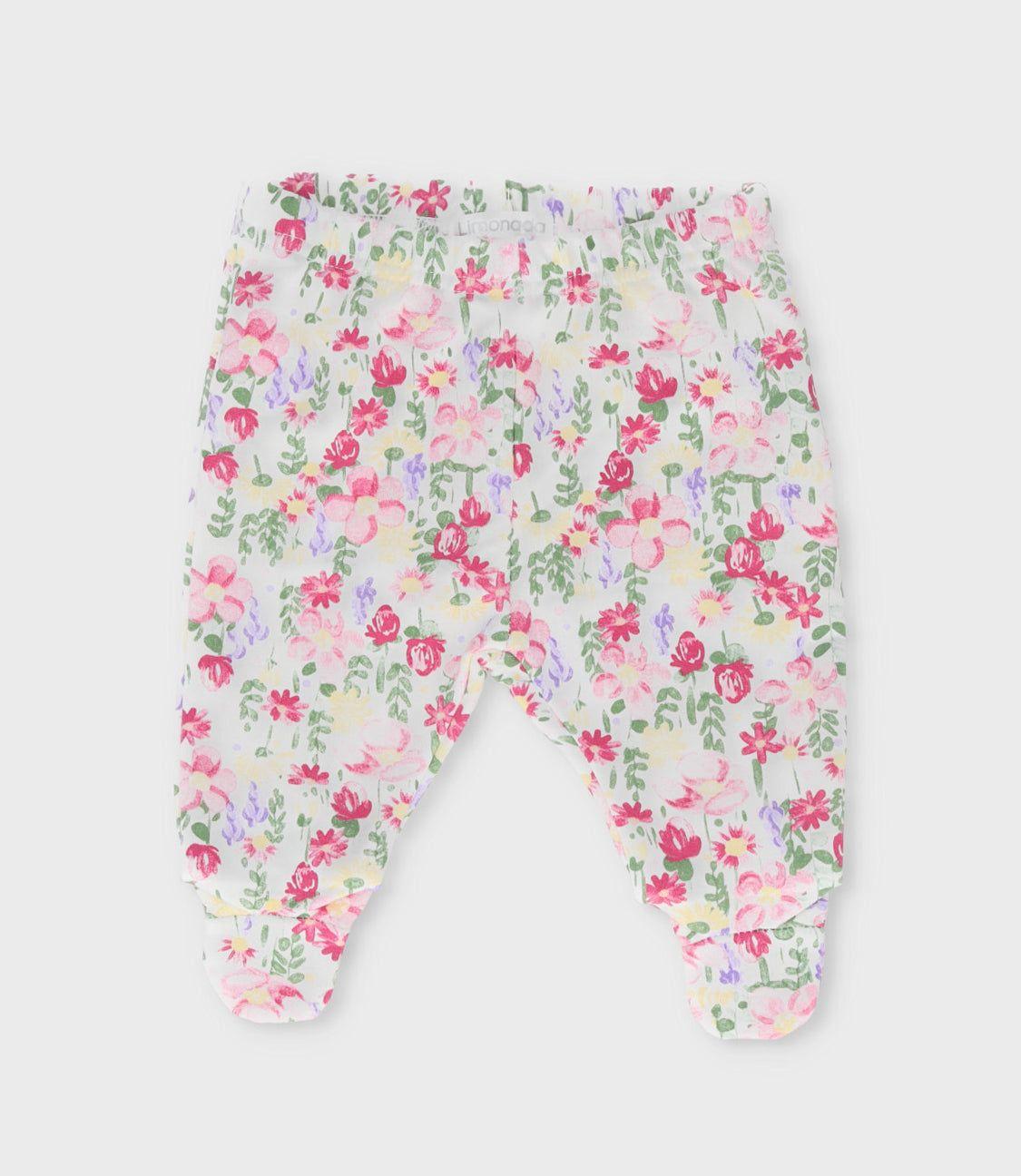 Conjunto recién nacida tejido con flores rosado Limonada-3