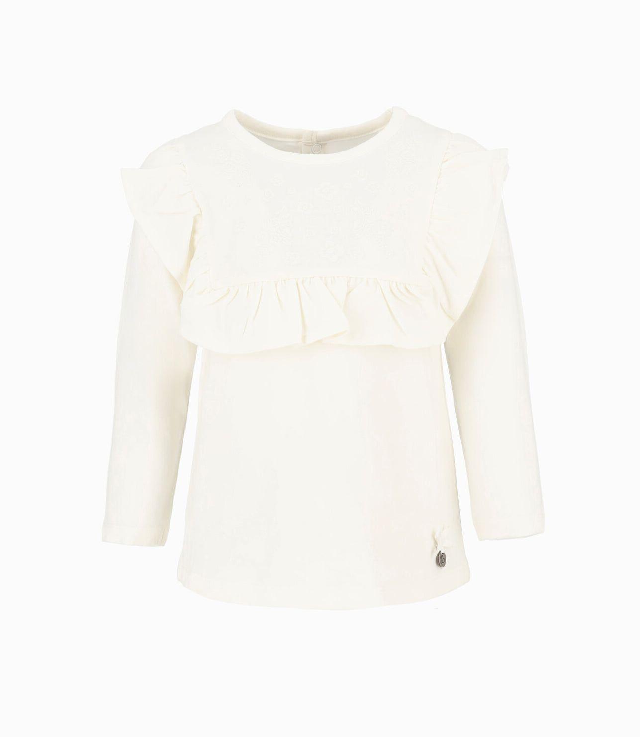 Polera bebés con flores y vuelos blanco Limonada-0