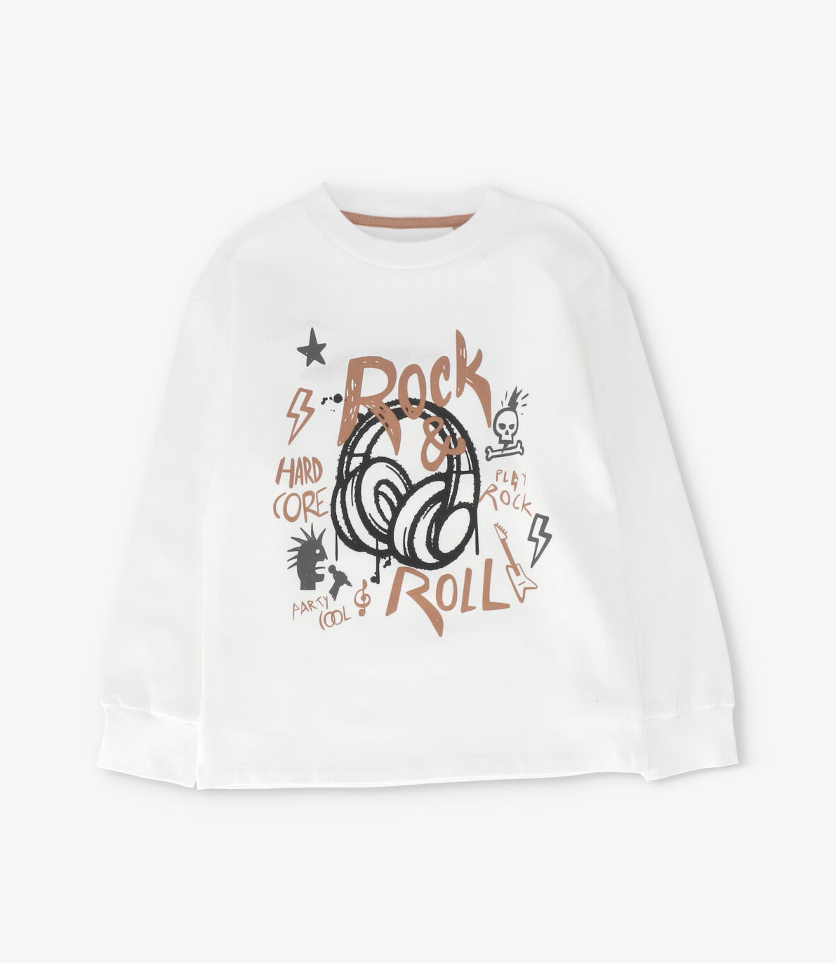 Polera manga larga niño rock & roll blanco 4 Kids-0