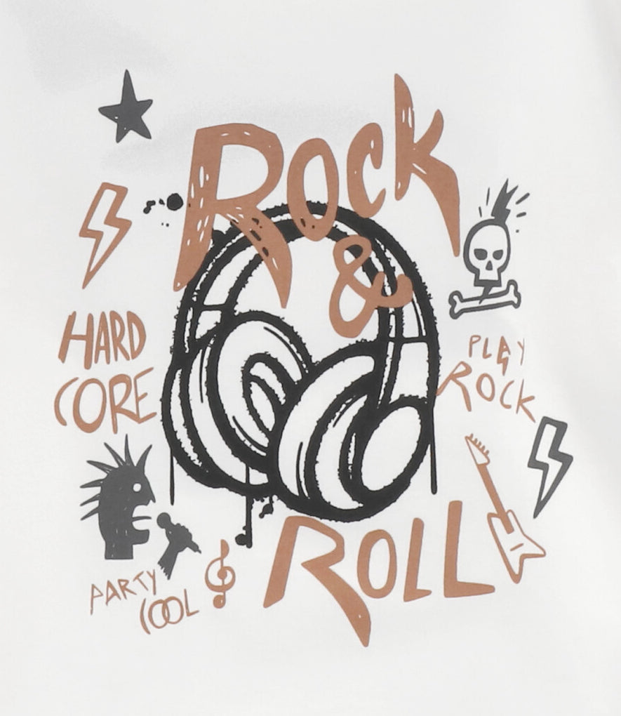 Polera manga larga niño rock & roll blanco 4 Kids-2