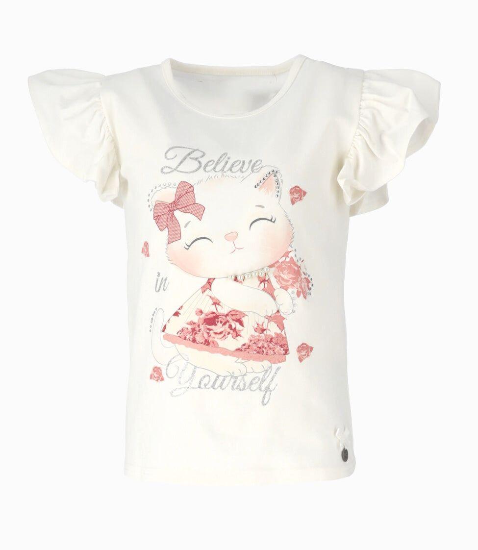 Polera manga corta niña con vuelo crudo Limonada-0