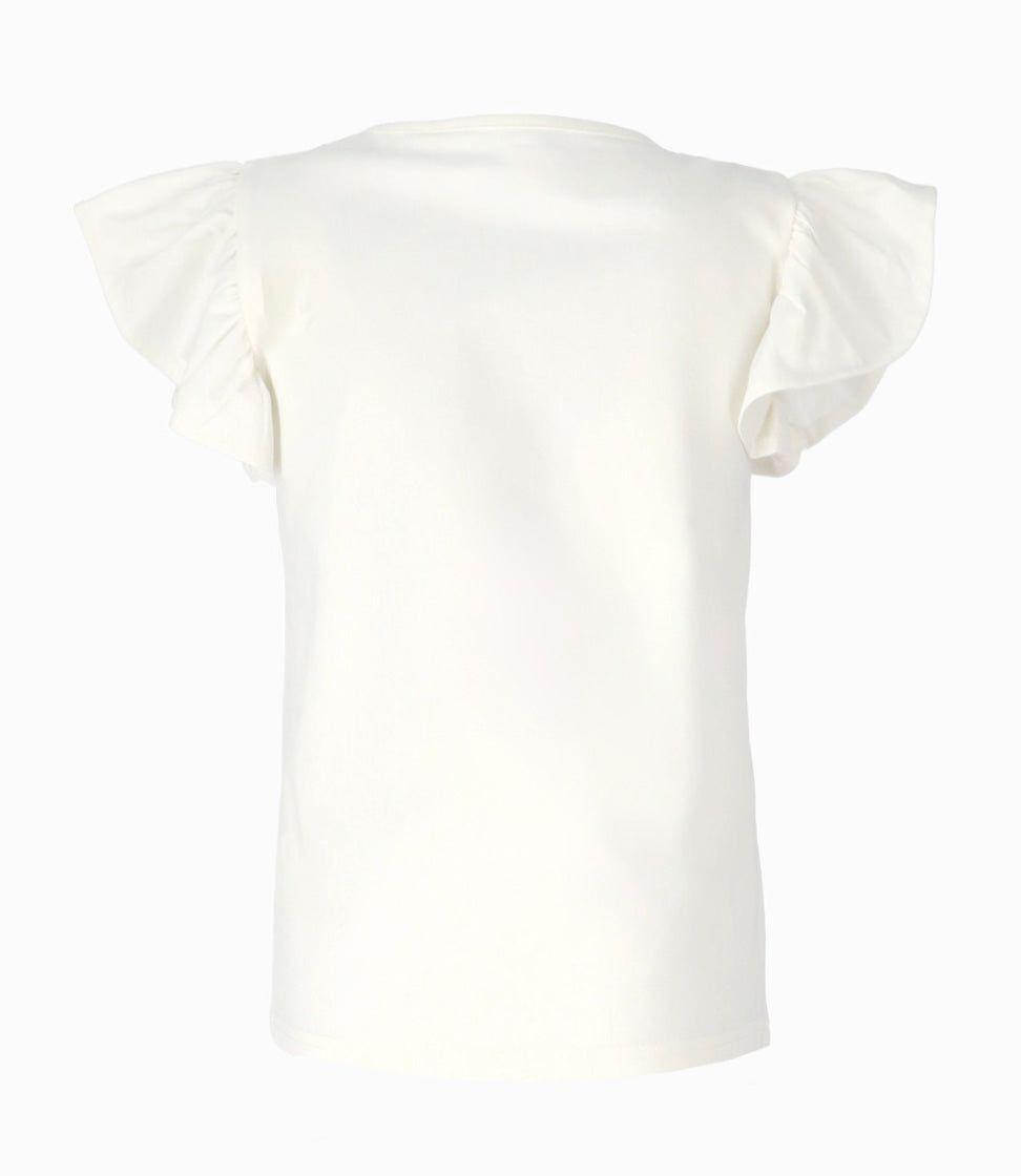 Polera manga corta niña con vuelo crudo Limonada-1