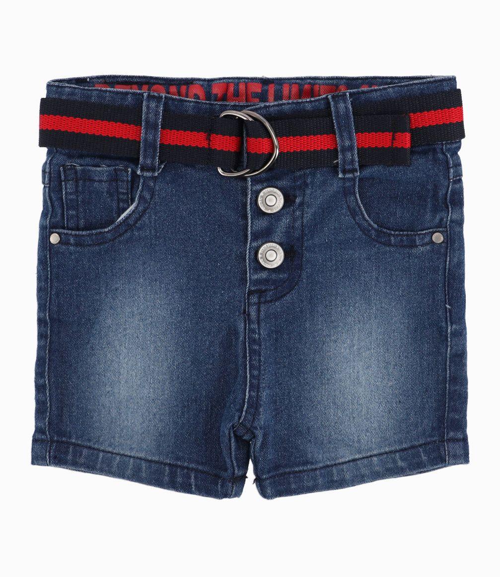 Bermuda Bebé Niño Con Cinturón Denim Celeste-0