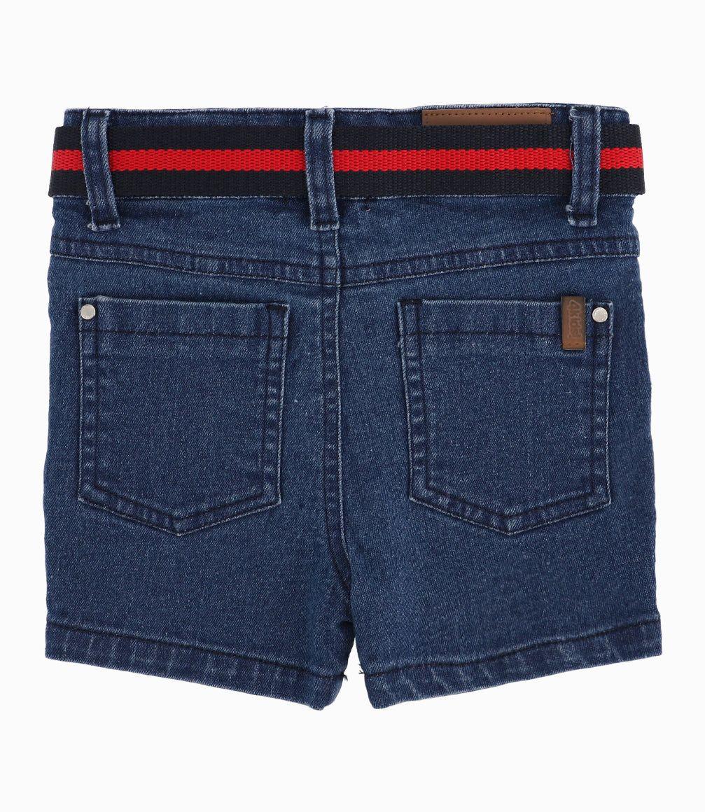 Bermuda Bebé Niño Con Cinturón Denim Celeste-7