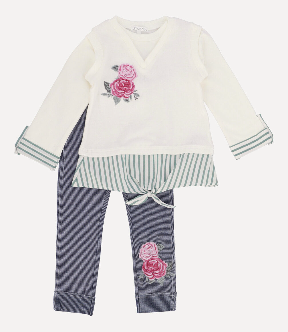 Conjunto Sleeveless Sweater Niña Crudo Limonada-2