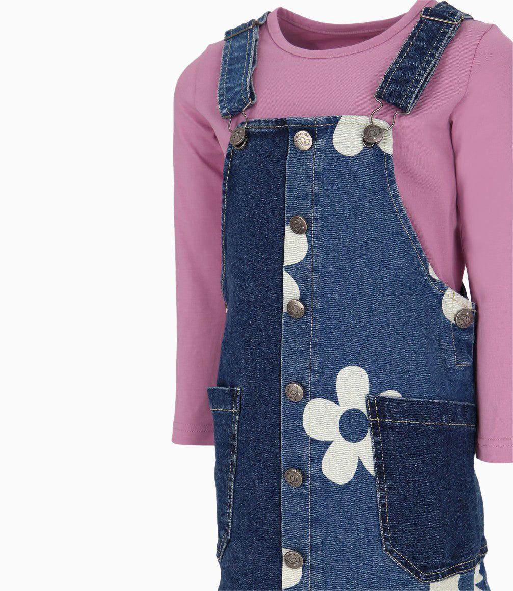 Vestido niña con polera azul marino Limonada-2