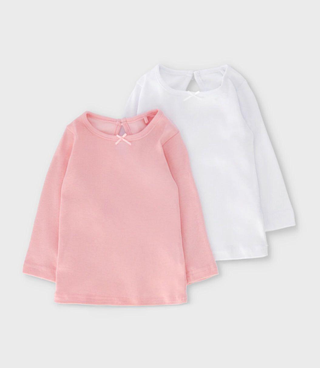Polera manga larga niña básica 2 unidades rosa Limonada-0