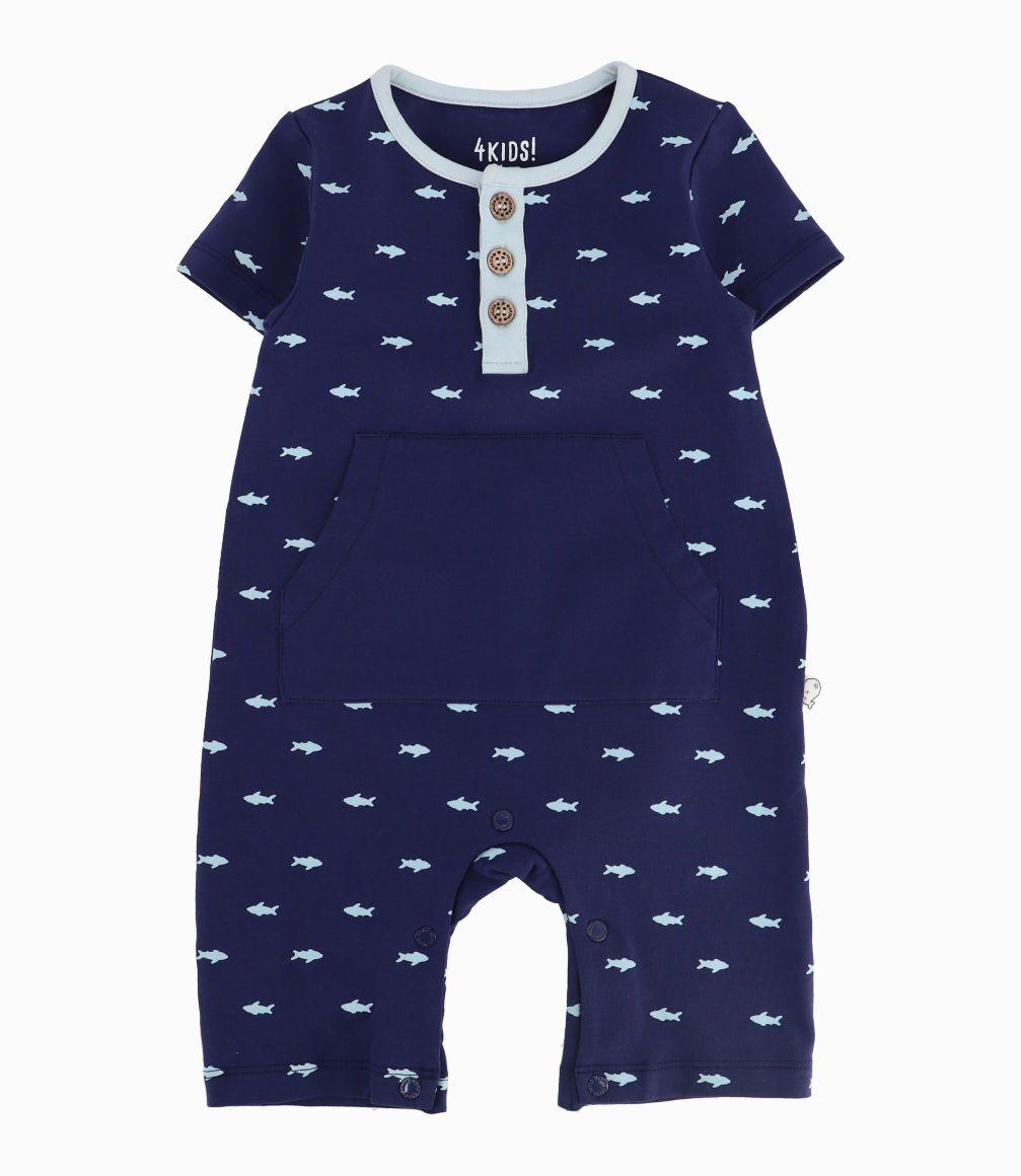 Enterito Con Tiburones Recién Nacido Azul Marino 4 Kids-0