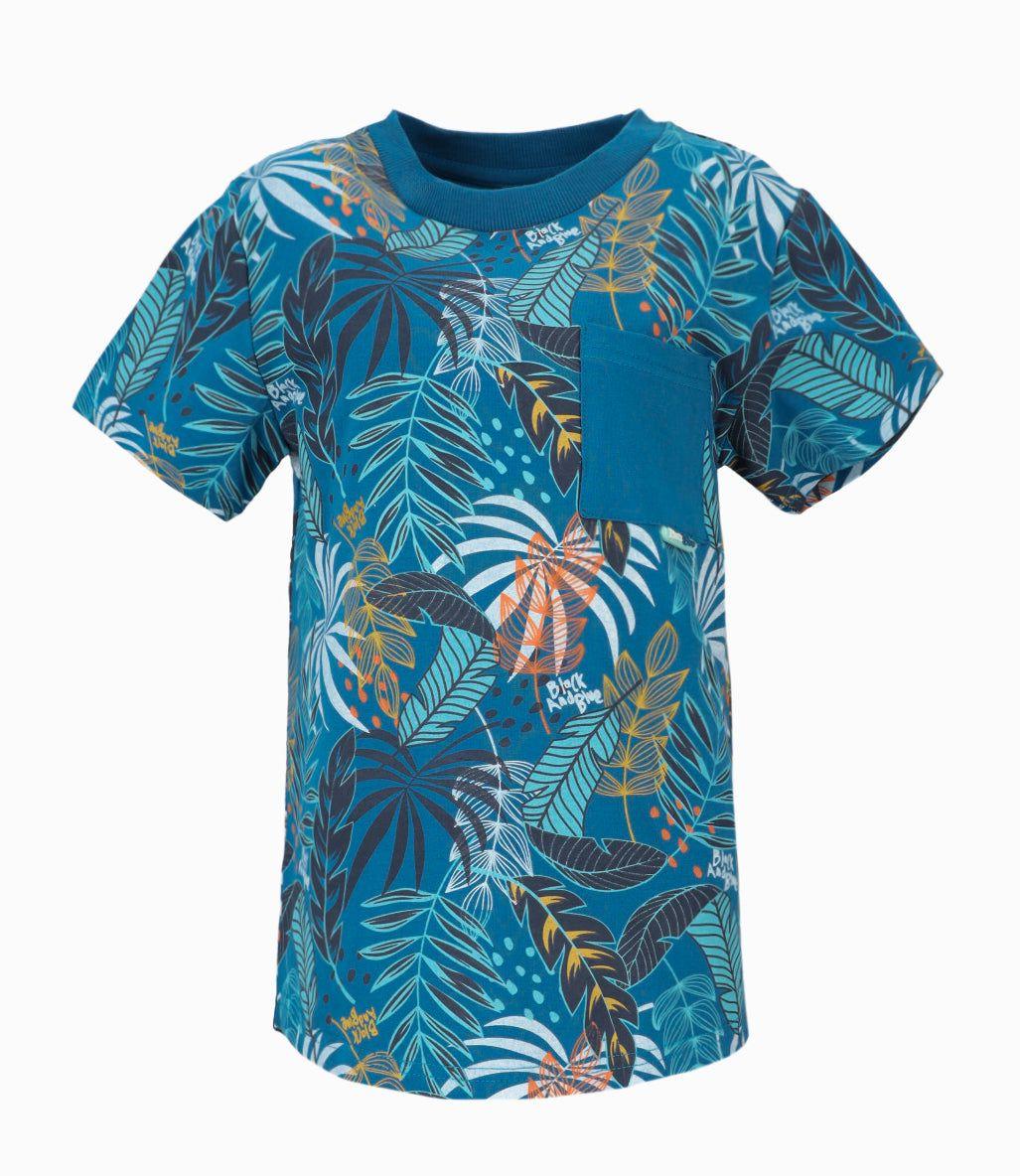 Polera manga corta niño con palmeras azul Black and Blue-1
