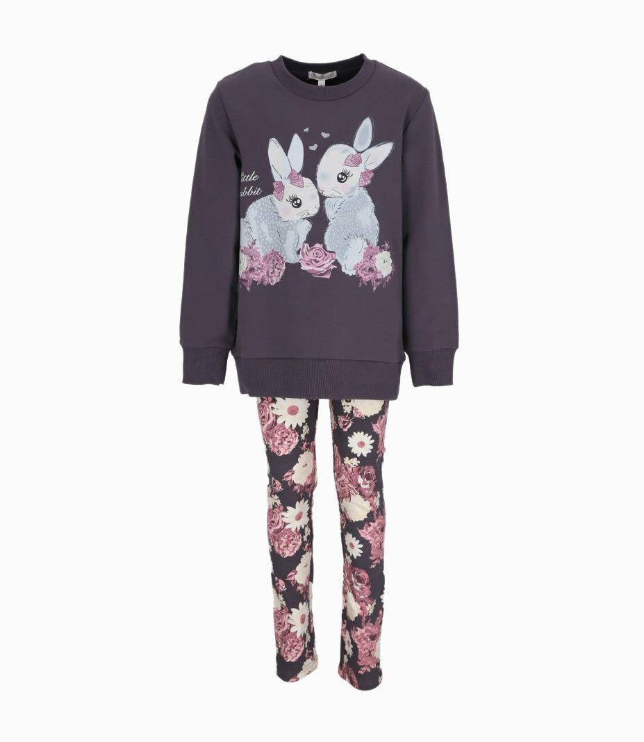 Conjunto niña con conejos gris Limonada-0