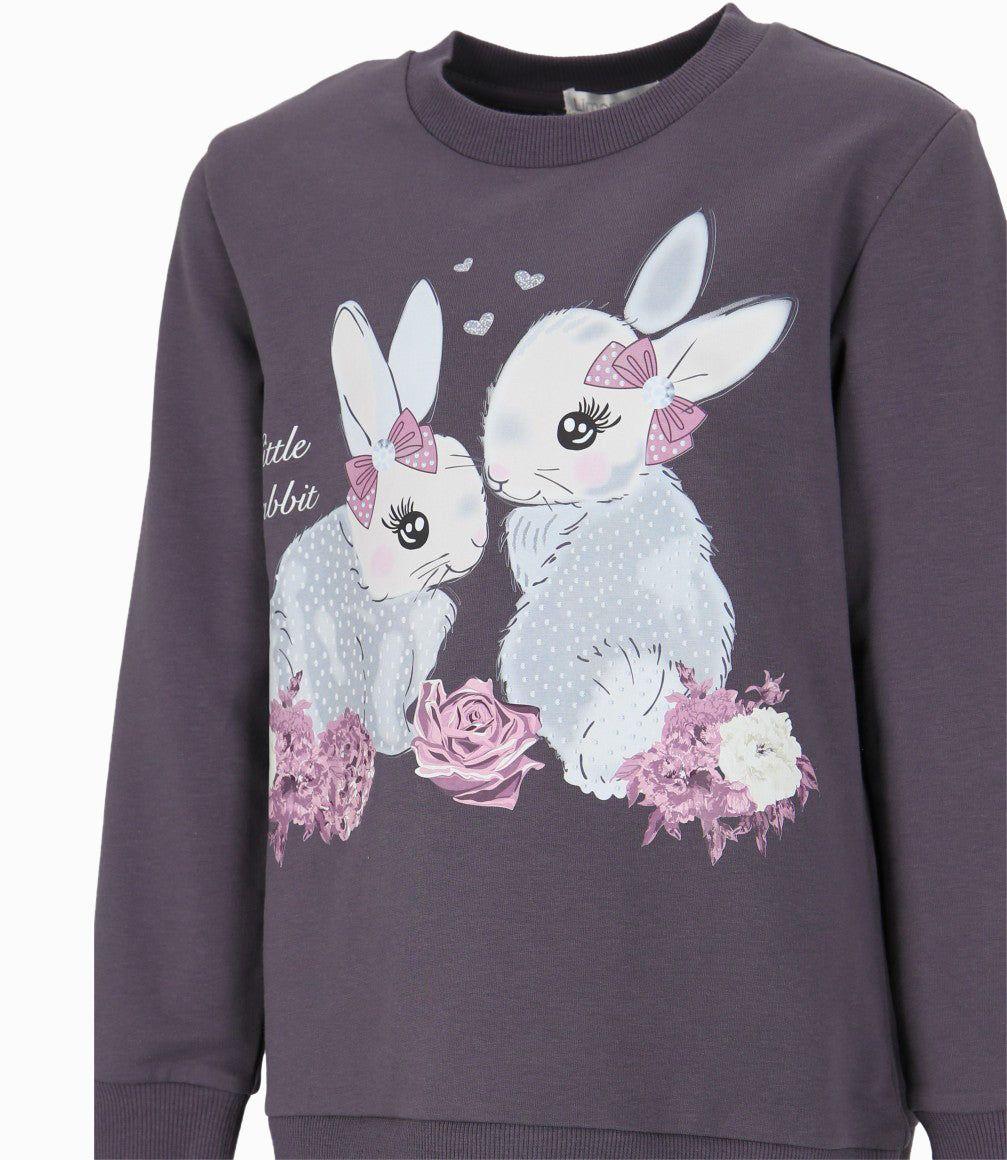 Conjunto niña con conejos gris Limonada-2