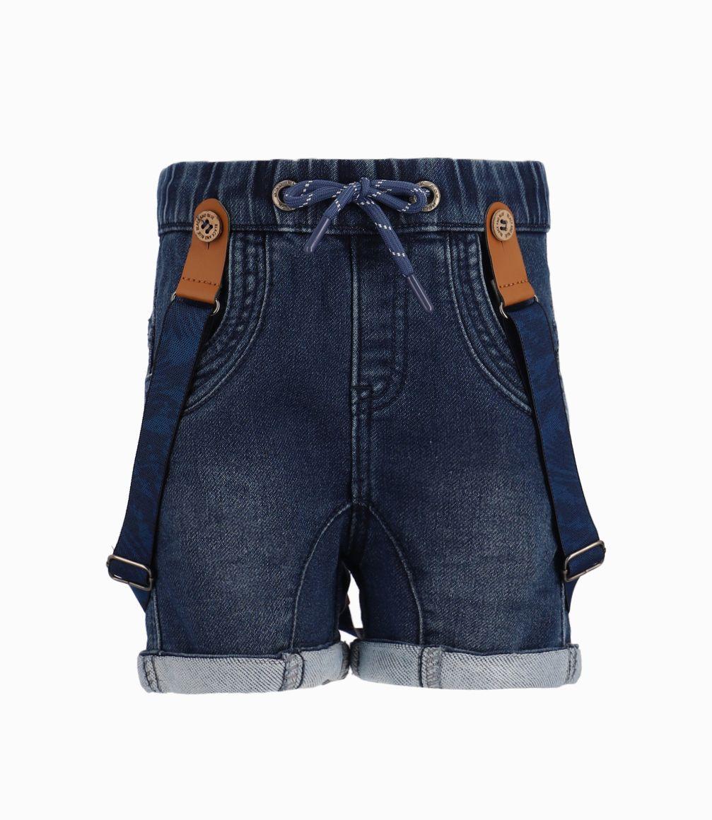 Bermuda Con Suspensores Bebé Niño Denim Azul Black and Blue-0