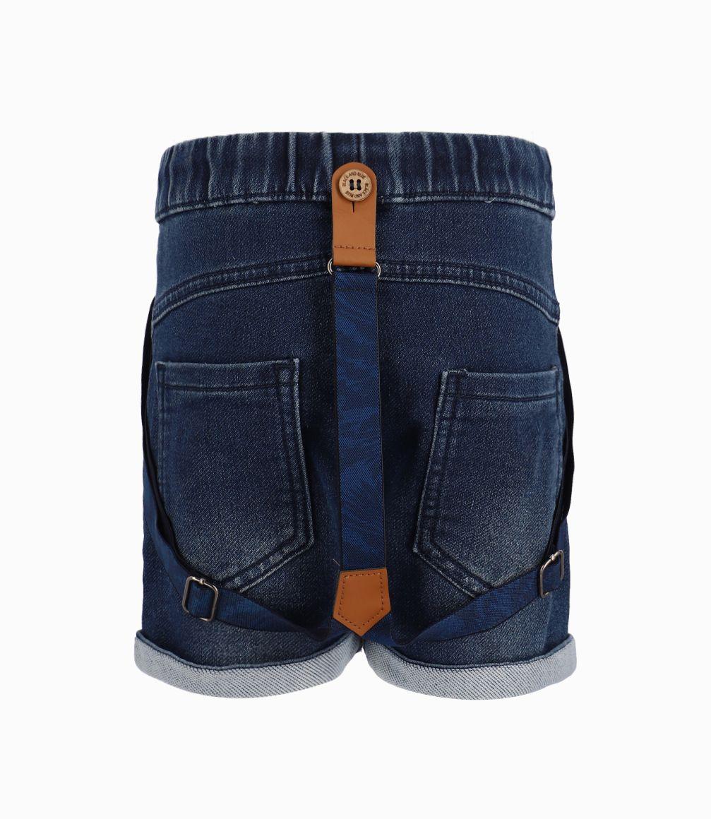 Bermuda Con Suspensores Bebé Niño Denim Azul Black and Blue-1