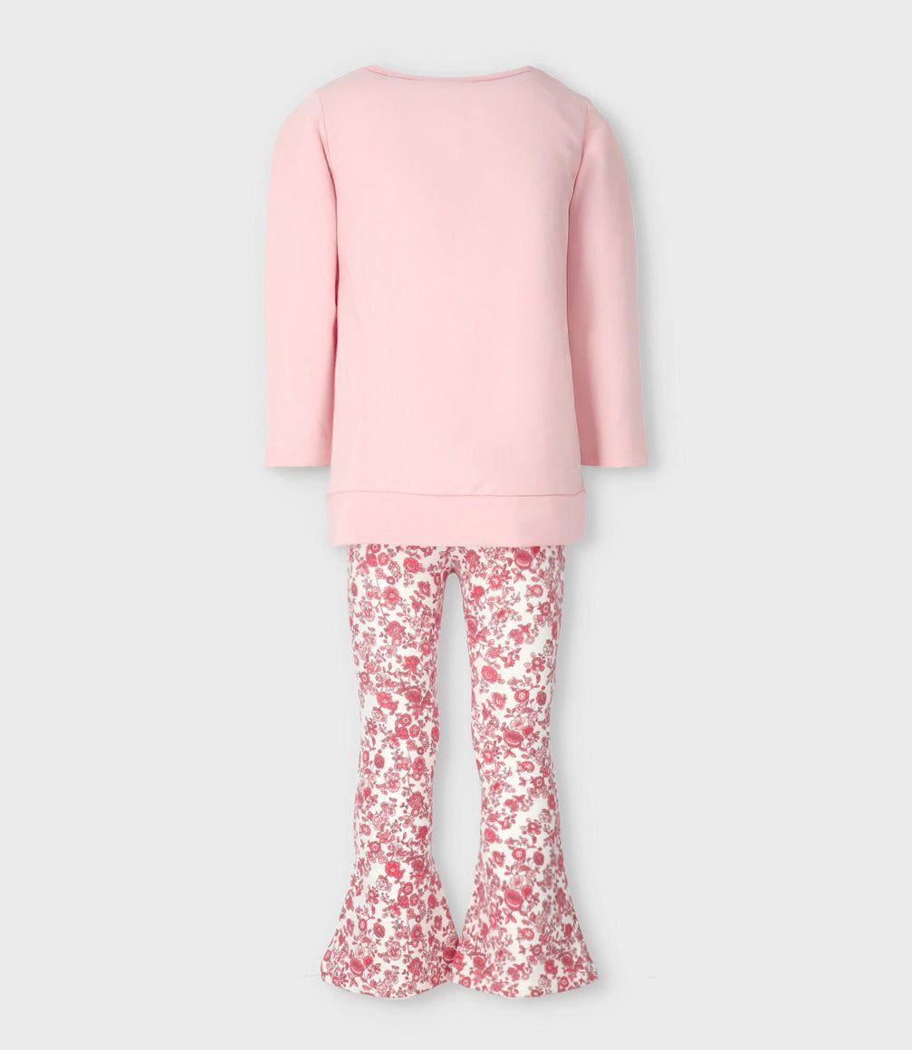 Conjunto niña flores rosado Limonada-2