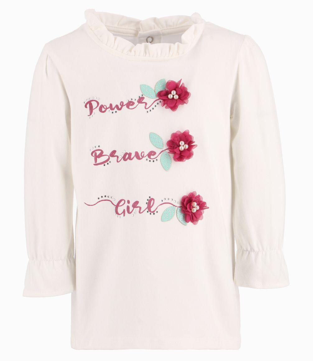 Polera Con Flores y Cristales Bebé Niña Crudo Limonada-1