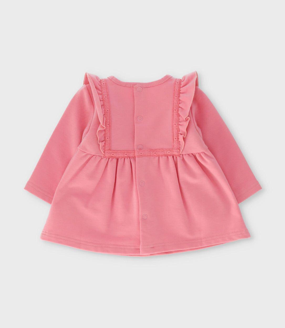 Conjunto recién nacida con vuelos bordados coral Limonada-2