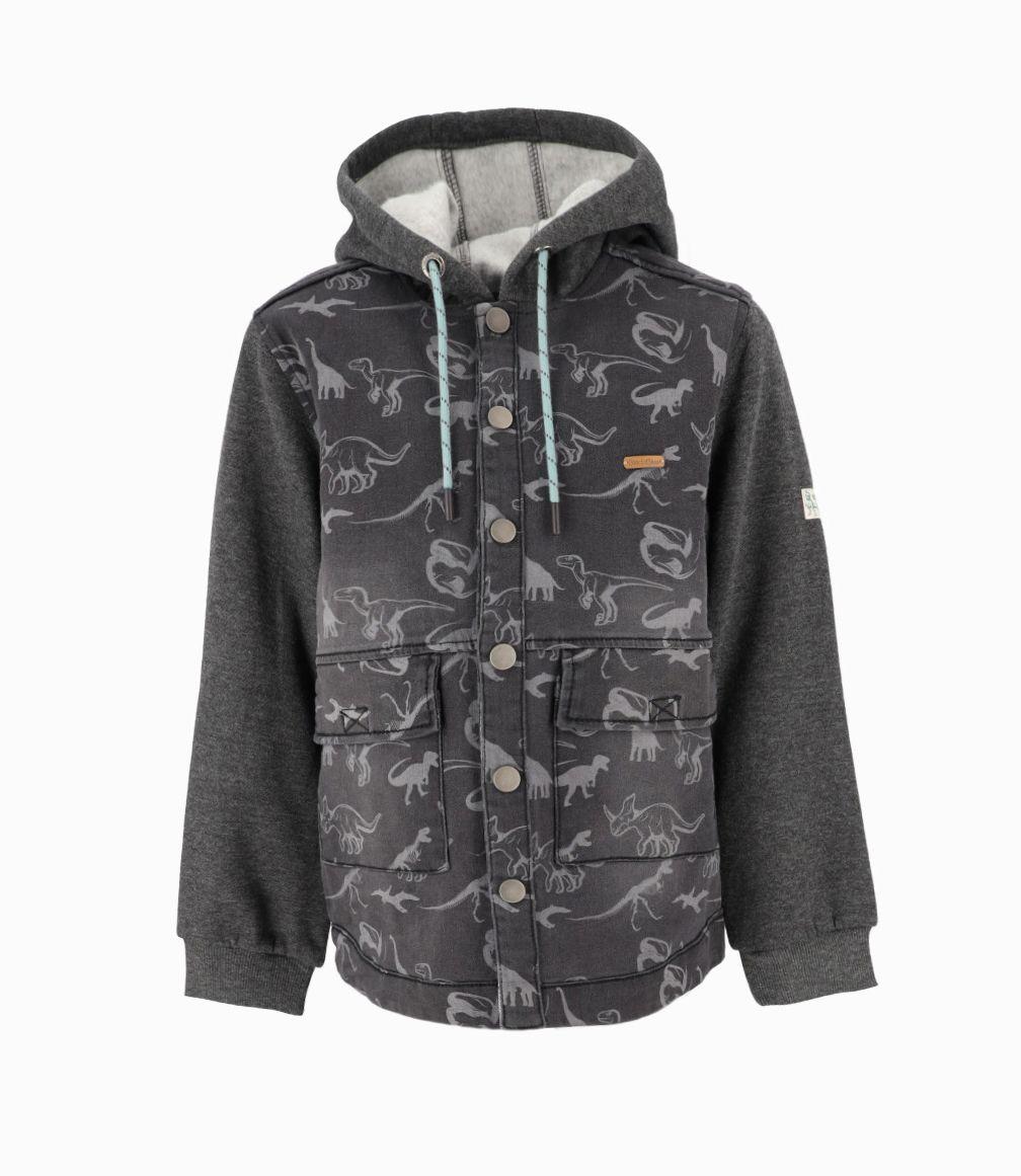 Camisa niño con dinosaurios denim gris Black and Blue-0