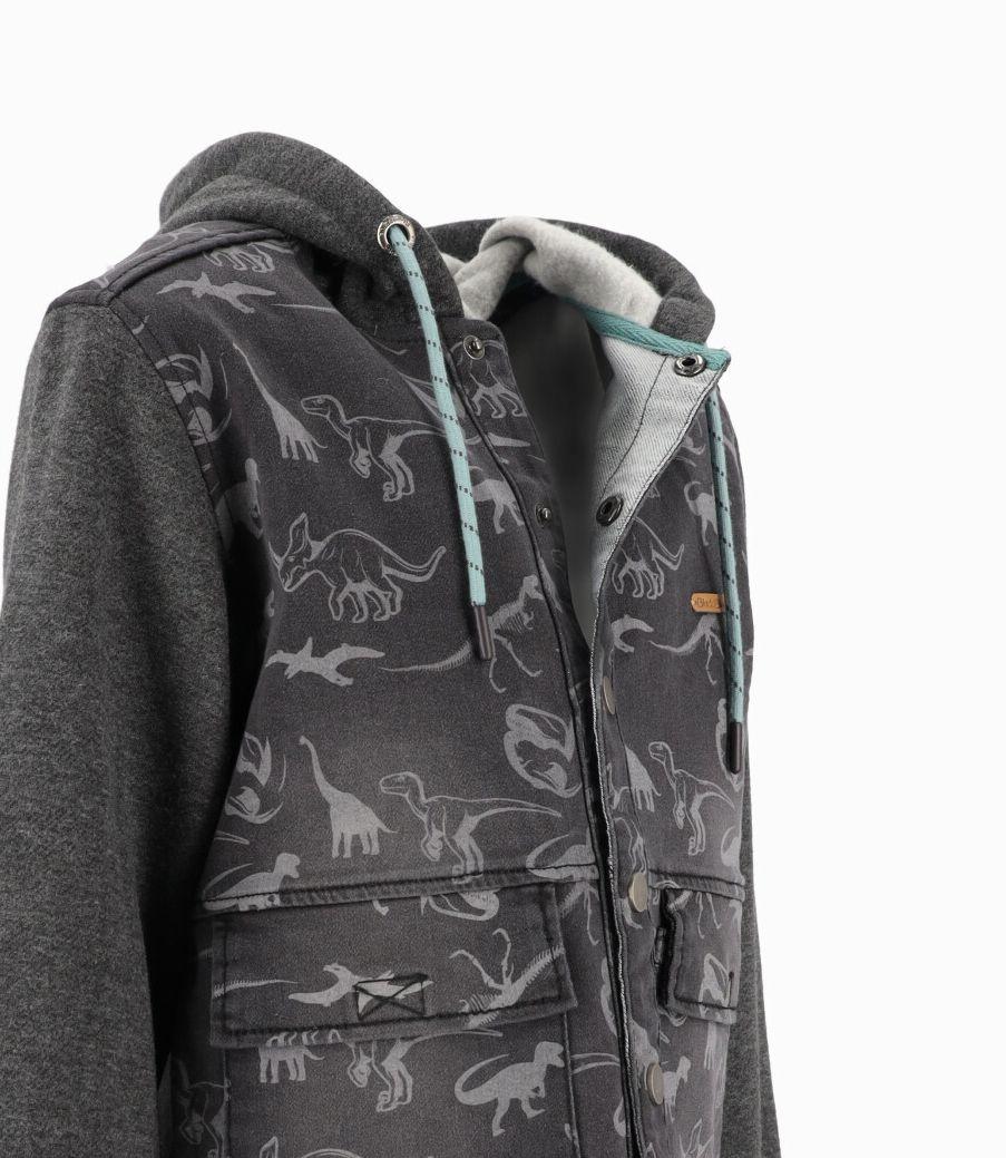 Camisa niño con dinosaurios denim gris Black and Blue-2